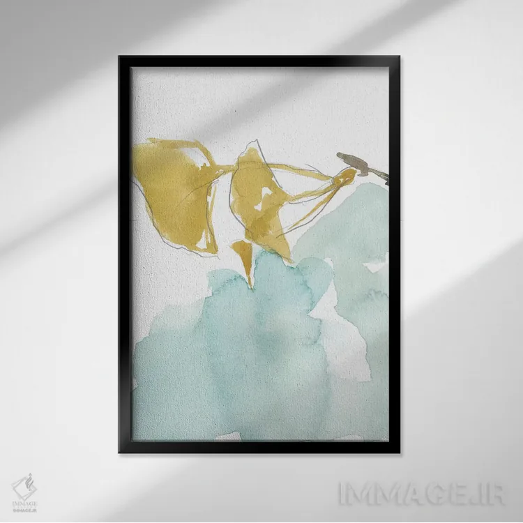 تابلو مدرن جینکو روی آبی خاک آلود I اثر جنیفر گلدبرگر - نمای قابدار مشکی