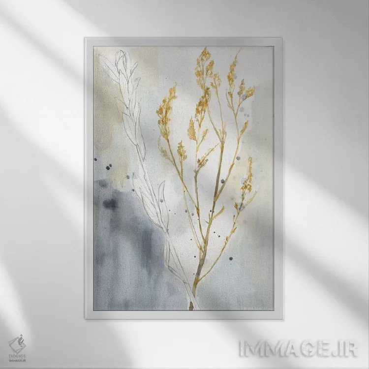 تابلو انتزاعی علف وحشی I اثر جنیفر گلدبرگر - نمای قابدار سفید
