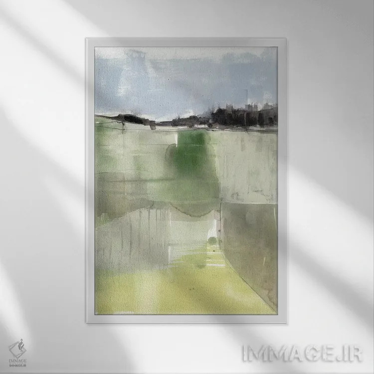 تابلو مینیمال مزرعه مریم گلی I اثر جنیفر گلدبرگر - نمای قابدار سفید