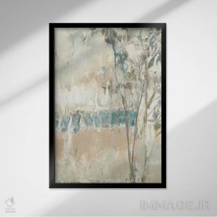 تابلو انتزاعی درخت اثیری II اثر جنیفر گلدبرگر - نمای قابدار مشکی