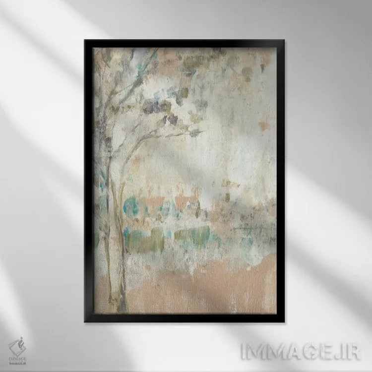 تابلو انتزاعی درخت اثیری I اثر جنیفر گلدبرگر - نمای قابدار مشکی
