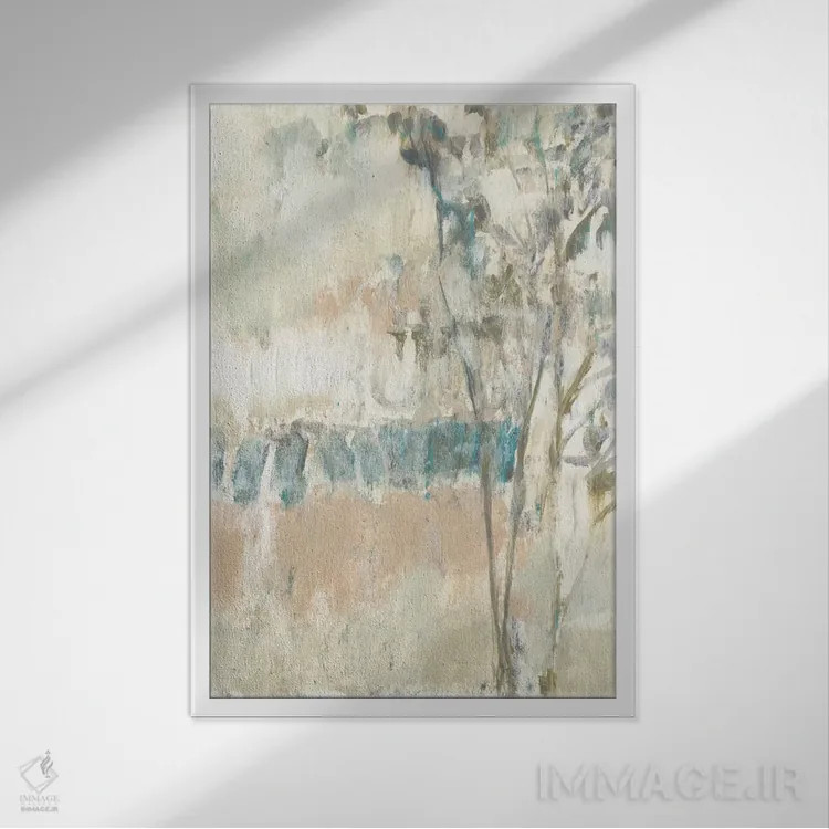 تابلو انتزاعی درخت اثیری II اثر جنیفر گلدبرگر - نمای قابدار سفید