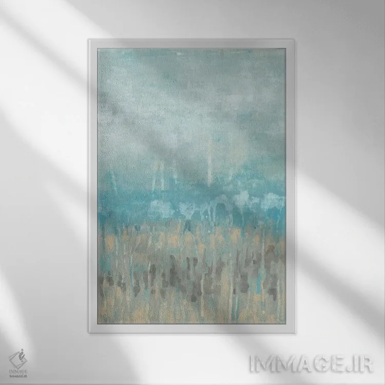 تابلو انتزاعی انتزاع خط ساحلی II اثر جنیفر گلدبرگر - نمای قابدار سفید