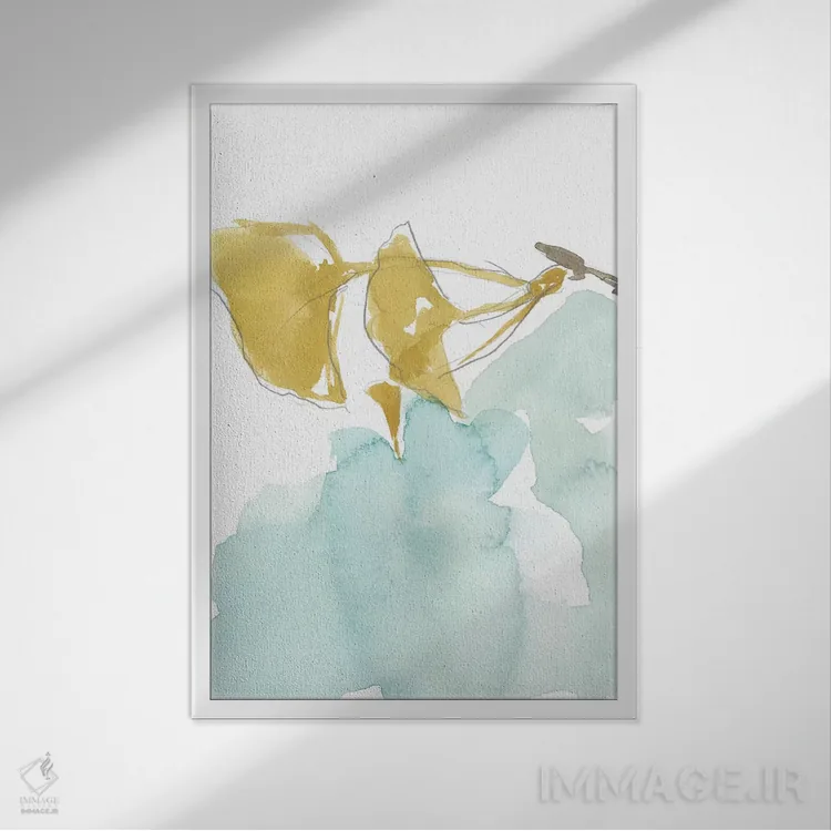 تابلو مدرن جینکو روی آبی خاک آلود I اثر جنیفر گلدبرگر - نمای قابدار سفید
