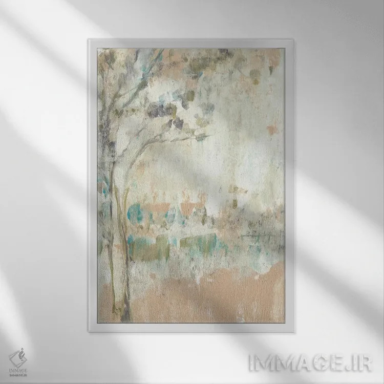 تابلو انتزاعی درخت اثیری I اثر جنیفر گلدبرگر - نمای قابدار سفید