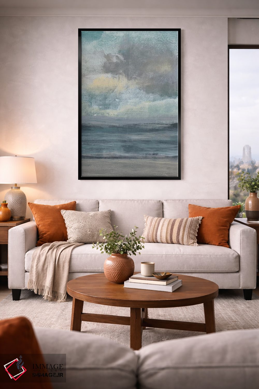 تابلو انتزاعی طلوع در ساحل I اثر جنیفر گلدبرگر - D2B