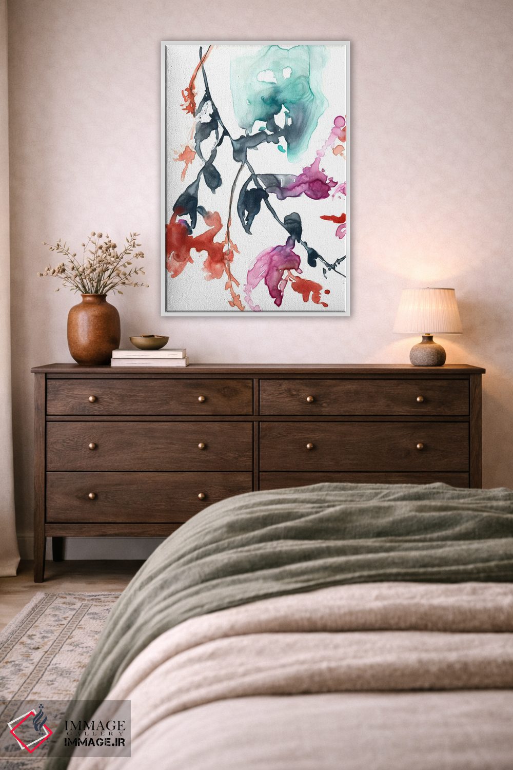 تابلو انتزاعی فوشیا آویزان I اثر جنیفر گلدبرگر - D3W