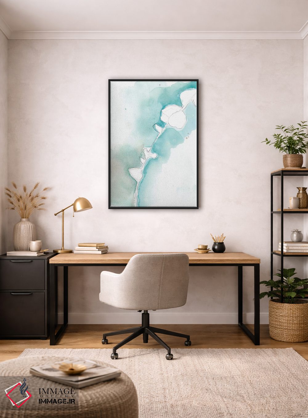 تابلو انتزاعی جینکو روی آبی خاک آلود VII اثر جنیفر گلدبرگر - D5B