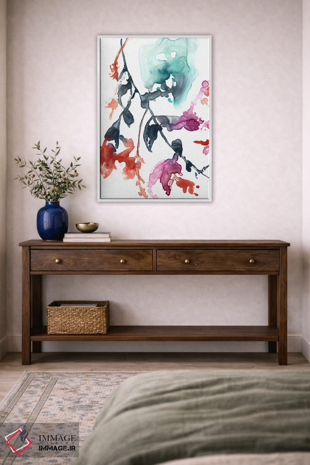 تابلو انتزاعی فوشیا آویزان I اثر جنیفر گلدبرگر - D4W