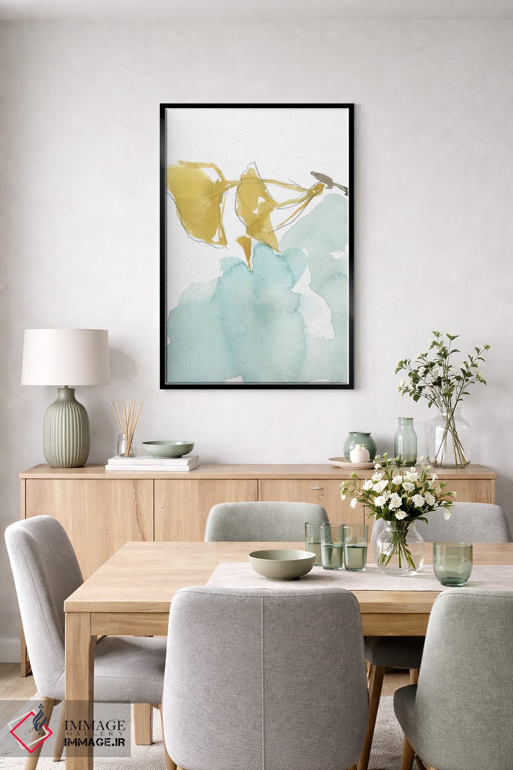 تابلو مدرن جینکو روی آبی خاک آلود I اثر جنیفر گلدبرگر - D6B