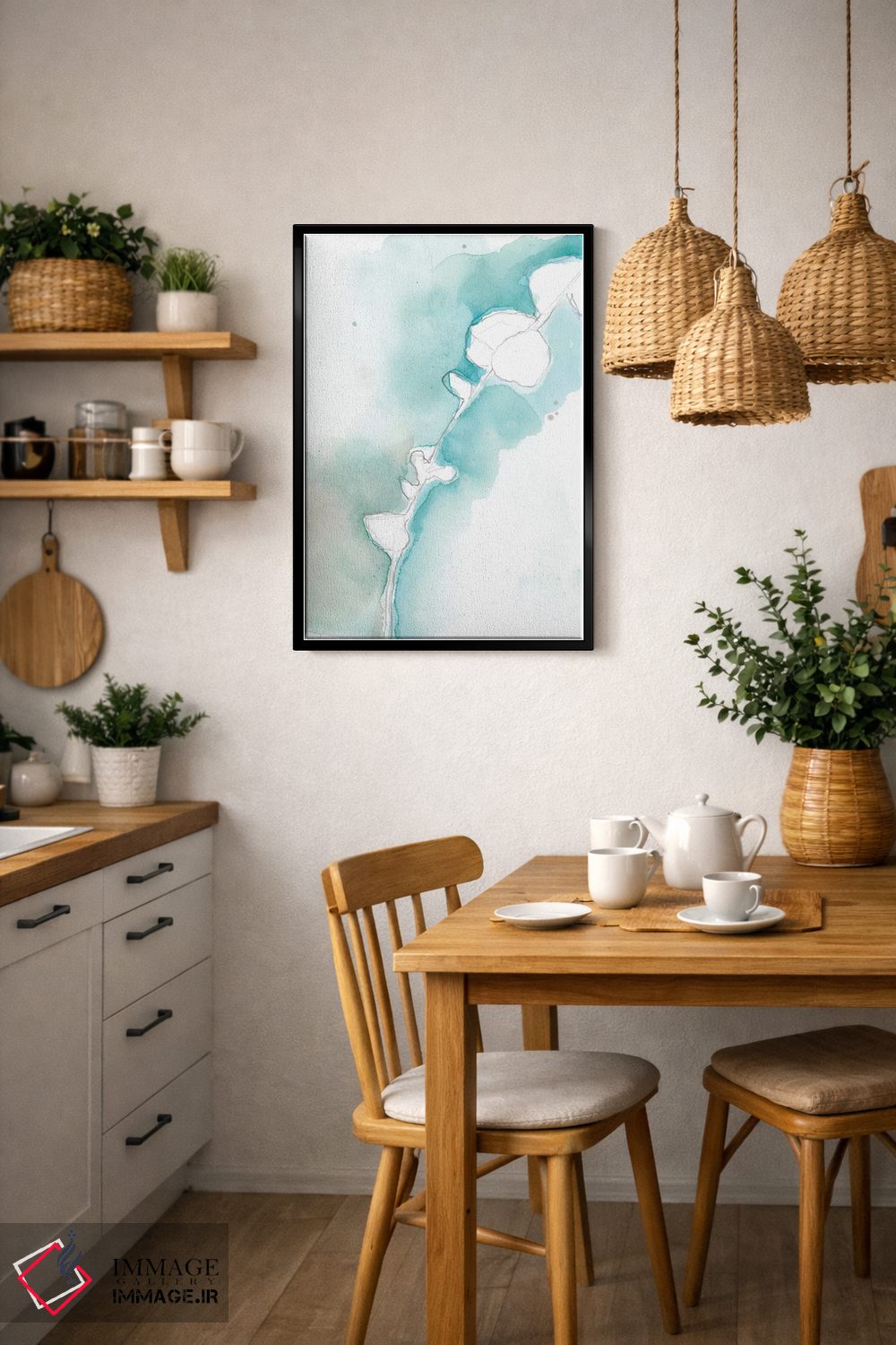 تابلو انتزاعی جینکو روی آبی خاک آلود VII اثر جنیفر گلدبرگر - D6B