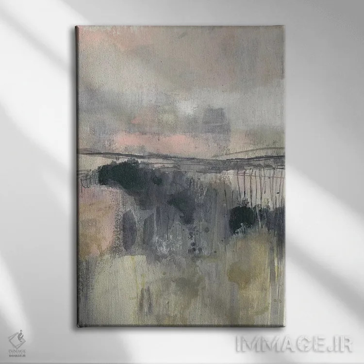 تابلو انتزاعی افق شفقی II اثر جنیفر گلدبرگر - نمای روبهرو روی دیوار