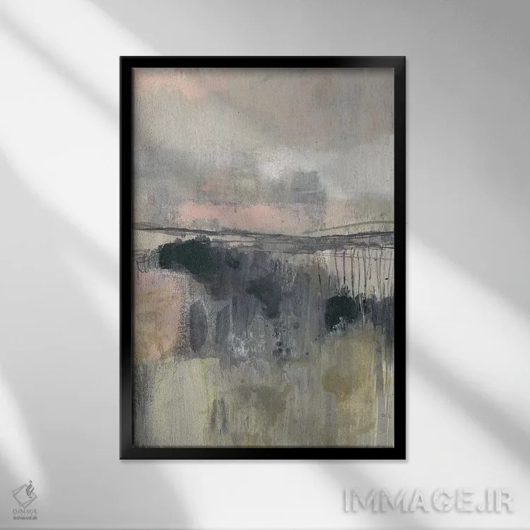 تابلو انتزاعی افق شفقی II اثر جنیفر گلدبرگر - نمای قابدار مشکی