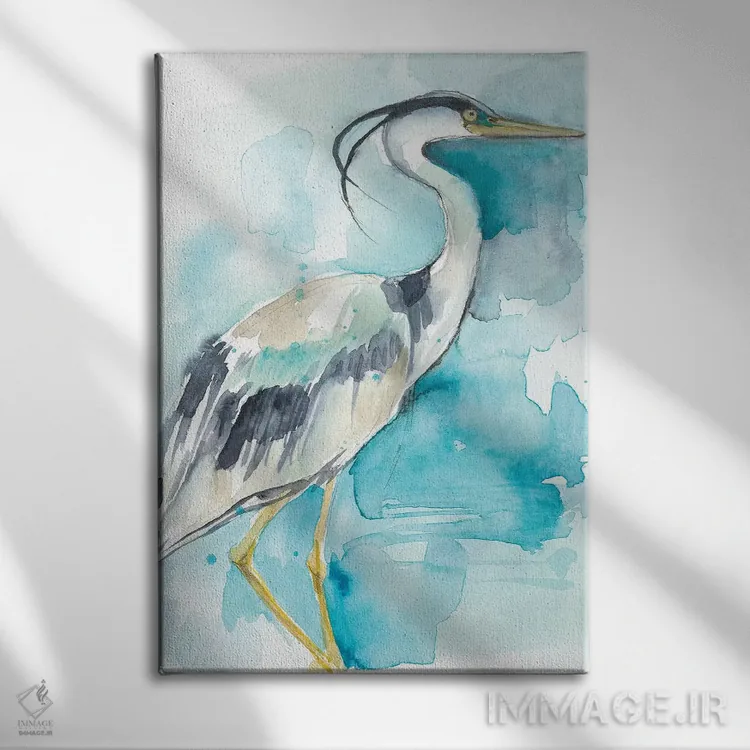 تابلو دکوراتیو پاشش حواصیل I اثر جنیفر گلدبرگر - نمای روبهرو روی دیوار