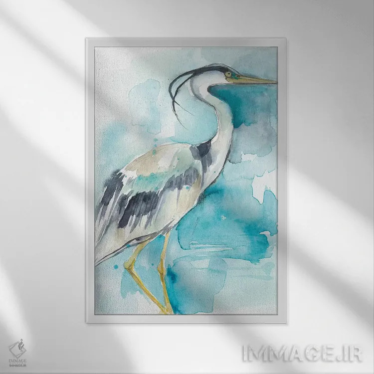 تابلو دکوراتیو پاشش حواصیل I اثر جنیفر گلدبرگر - نمای قابدار سفید