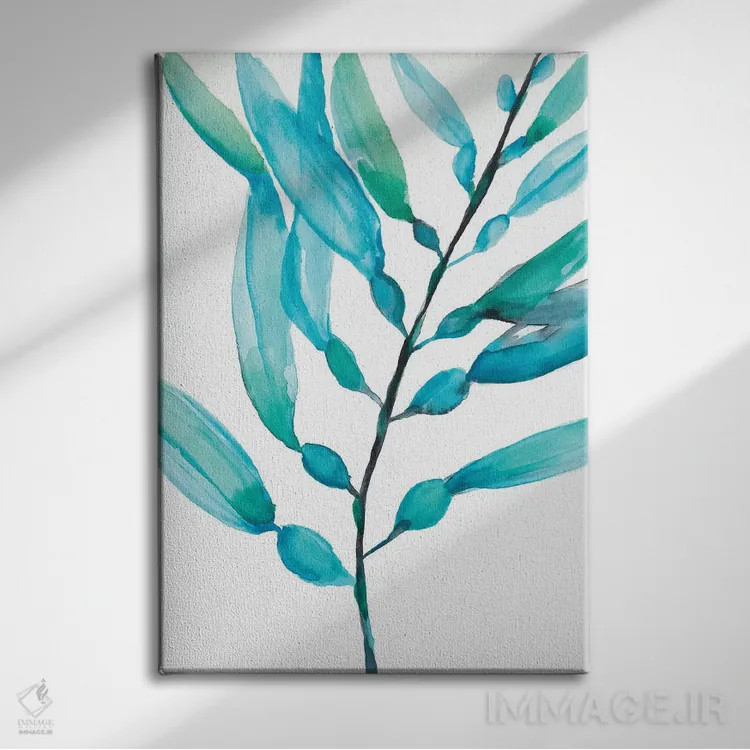 تابلو مینیمال جلبک آبرنگی I اثر جنیفر گلدبرگر - نمای روبهرو روی دیوار