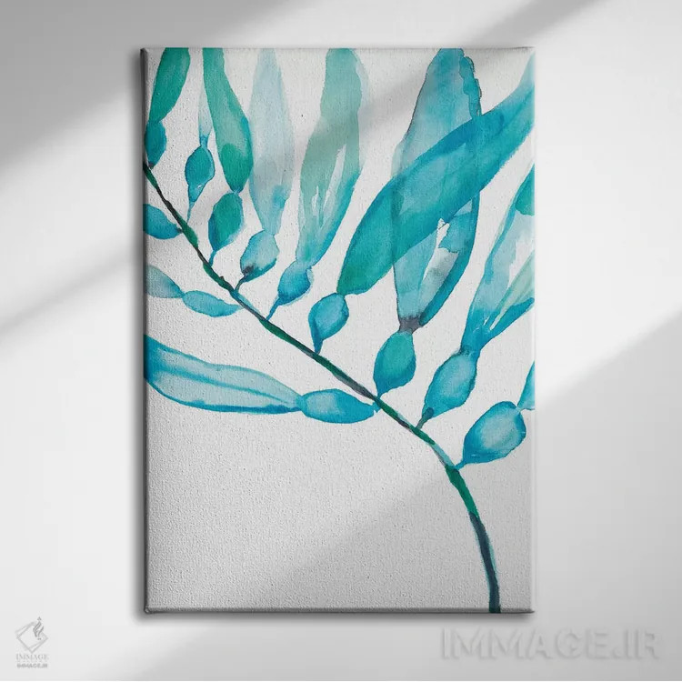 تابلو مینیمال جلبک آبرنگی II اثر جنیفر گلدبرگر - نمای روبهرو روی دیوار