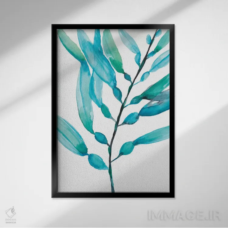 تابلو مینیمال جلبک آبرنگی I اثر جنیفر گلدبرگر - نمای قابدار مشکی