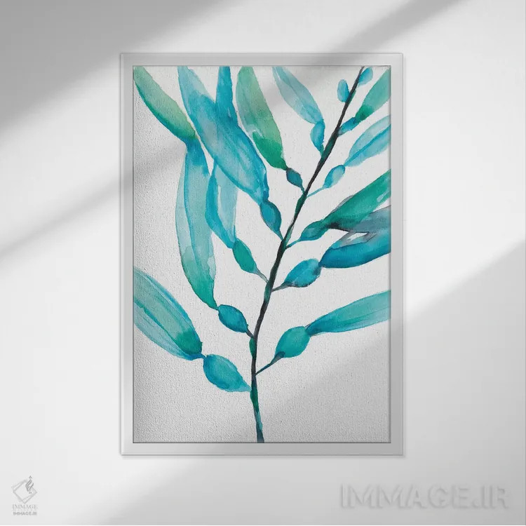 تابلو مینیمال جلبک آبرنگی I اثر جنیفر گلدبرگر - نمای قابدار سفید