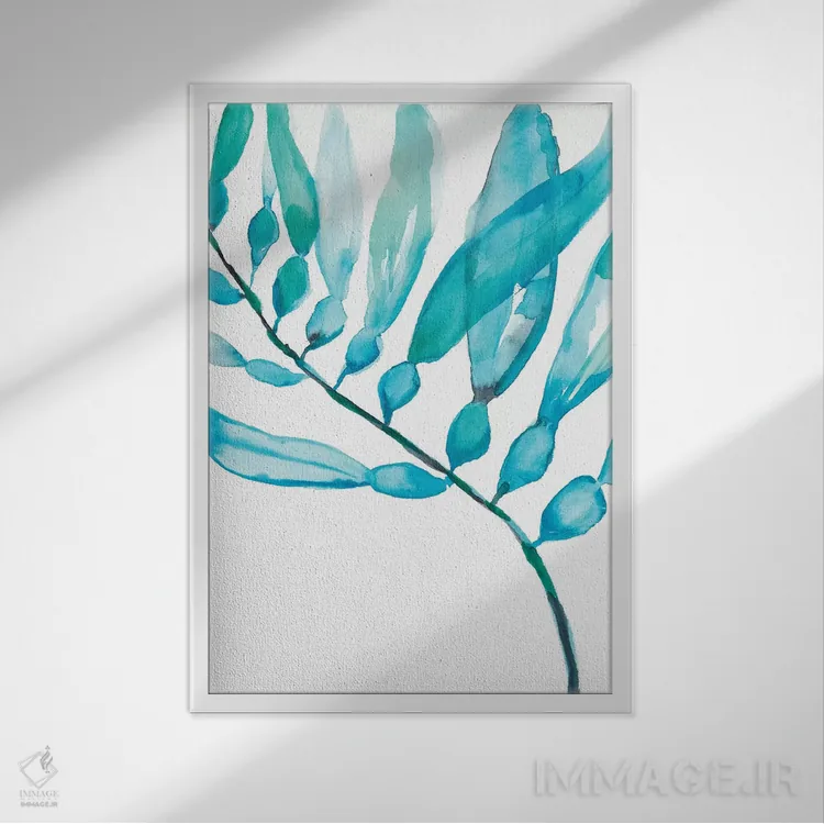 تابلو مینیمال جلبک آبرنگی II اثر جنیفر گلدبرگر - نمای قابدار سفید