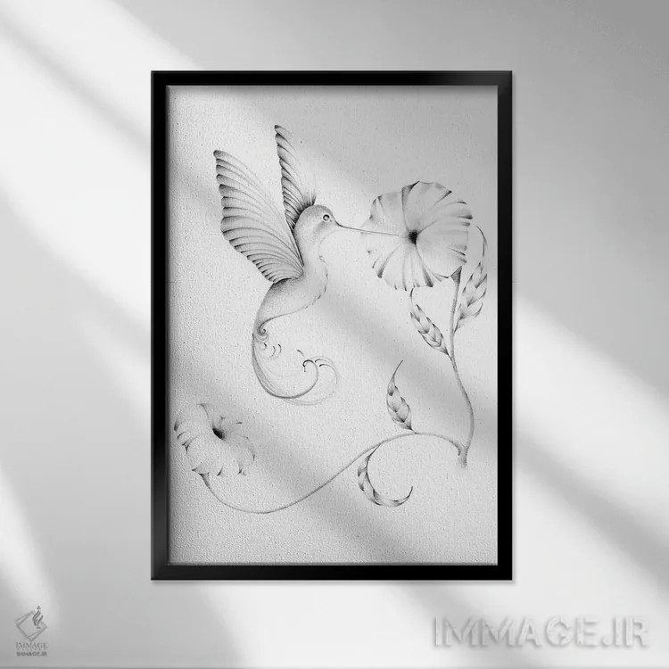 تابلو دکوراتیو مرغ مگس خوار I اثر جوانا هابر - نمای قابدار مشکی