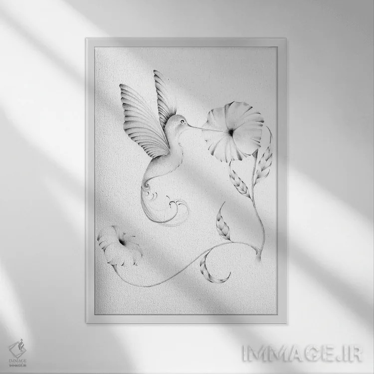 تابلو دکوراتیو مرغ مگس خوار I اثر جوانا هابر - نمای قابدار سفید