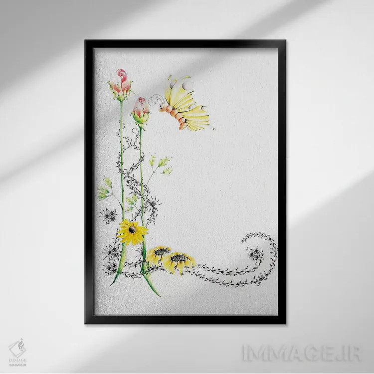 تابلو دکوراتیو حرف L II اثر جوانا هابر - نمای قابدار مشکی