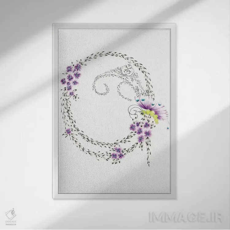 تابلو دکوراتیو حرف O اثر جوانا هابر - نمای قابدار سفید