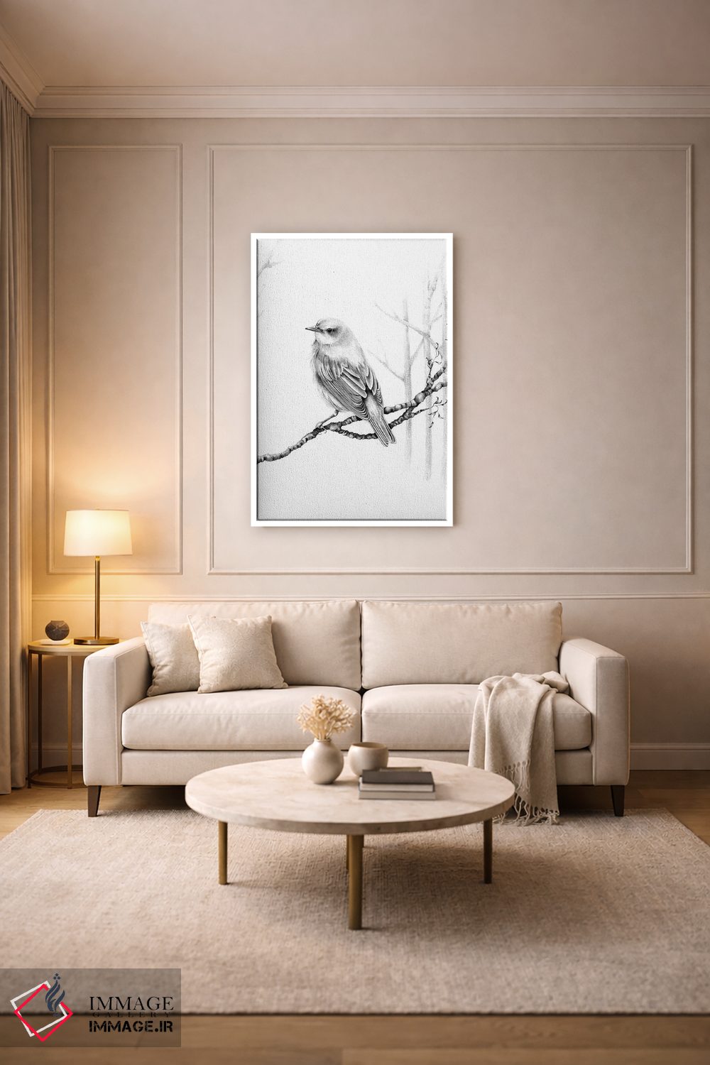 تابلو دکوراتیو پرنده سیاه و سفید اثر جوانا هابر - D4W