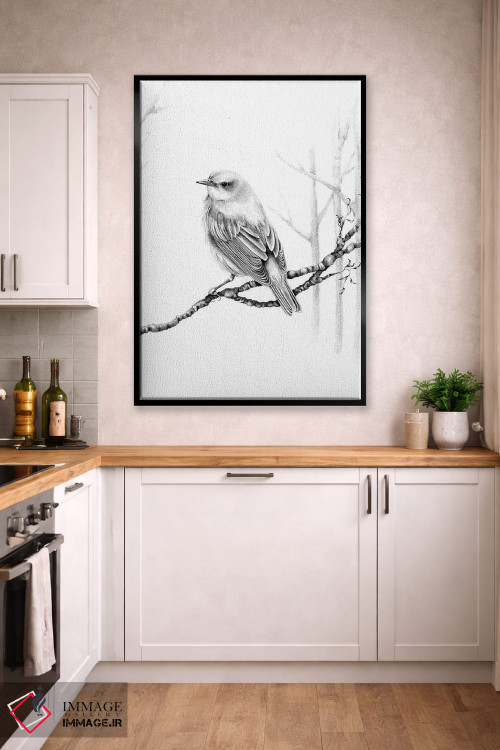 تابلو دکوراتیو پرنده سیاه و سفید اثر جوانا هابر - D3B