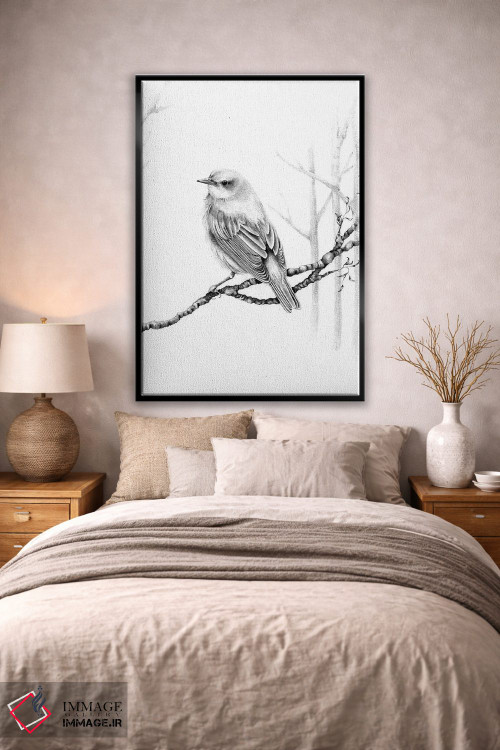 تابلو دکوراتیو پرنده سیاه و سفید اثر جوانا هابر - D2B