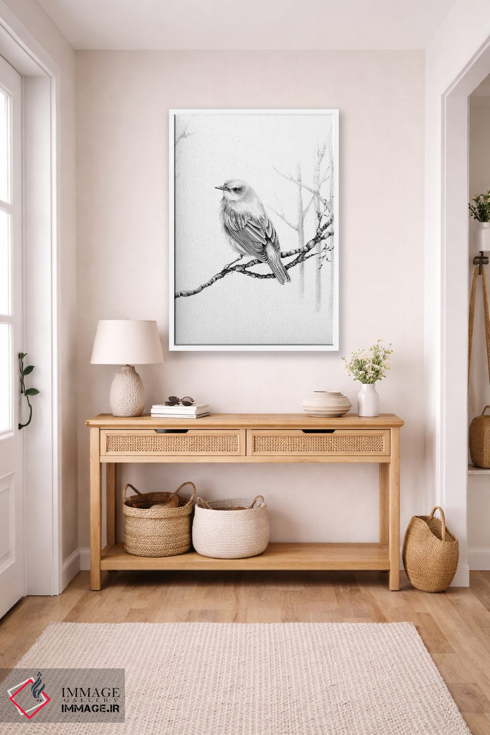 تابلو دکوراتیو پرنده سیاه و سفید اثر جوانا هابر - D6W