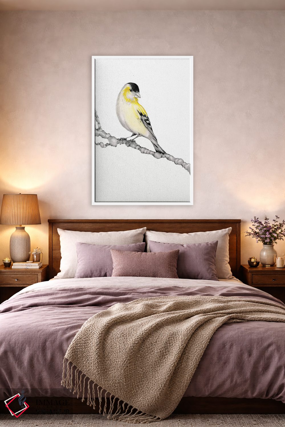 تابلو دکوراتیو پرنده زرد اثر جوانا هابر - D3W