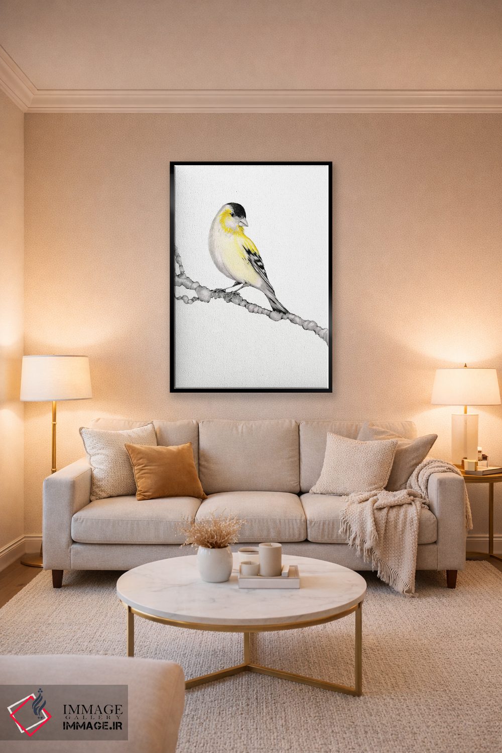 تابلو دکوراتیو پرنده زرد اثر جوانا هابر - D4B