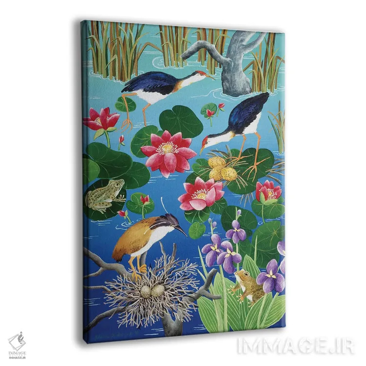 تابلو دکوراتیو مرغابیان آبی در حال لانه سازی اثر یوهانا هیلدبرانت - نمای پرسپکتیو محصول