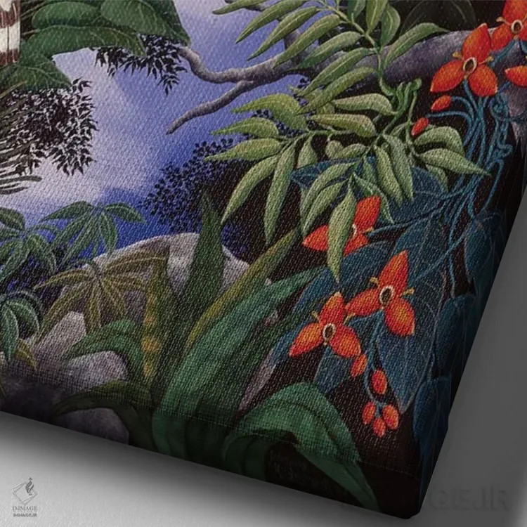 تابلو دکوراتیو طوطی کاکل دار اثر یوهانا هیلدبرانت - نمای نزدیک بافت بوم