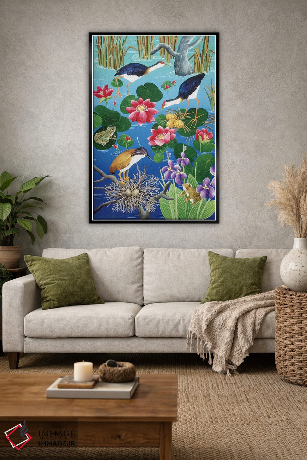تابلو دکوراتیو مرغابیان آبی در حال لانه سازی اثر یوهانا هیلدبرانت - D1B