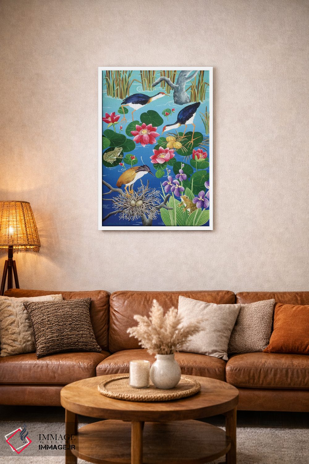 تابلو دکوراتیو مرغابیان آبی در حال لانه سازی اثر یوهانا هیلدبرانت - D2W
