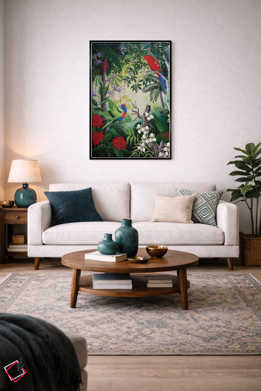 تابلو دکوراتیو طوطی ها و شکوفه ها اثر یوهانا هیلدبرانت - D5B