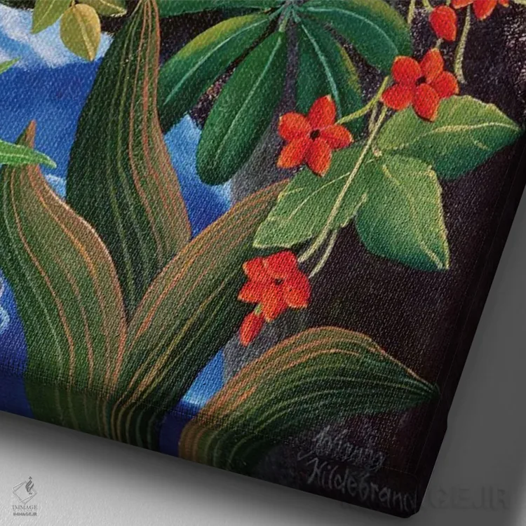 تابلو دکوراتیو پیچش رودخانه II اثر یوهانا هیلدبرانت - نمای نزدیک بافت بوم