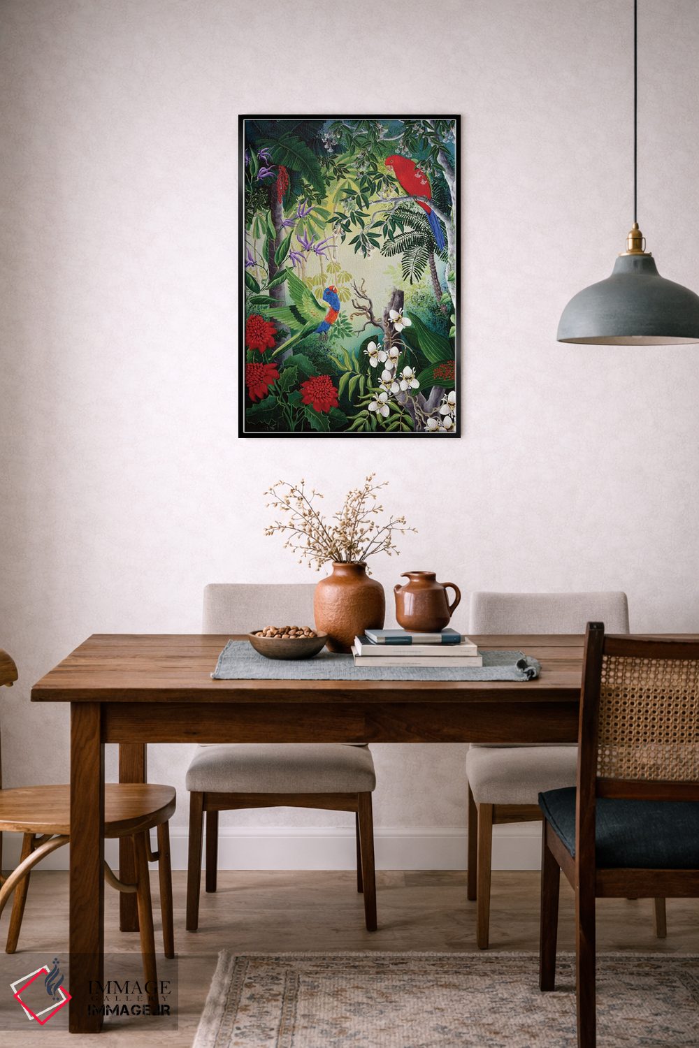 تابلو دکوراتیو طوطی ها و شکوفه ها اثر یوهانا هیلدبرانت - D6B