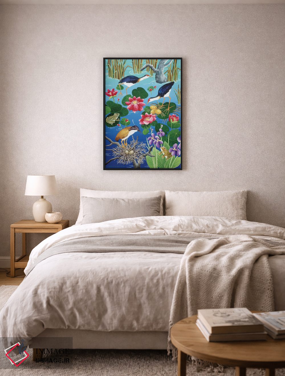 تابلو دکوراتیو مرغابیان آبی در حال لانه سازی اثر یوهانا هیلدبرانت - D6B