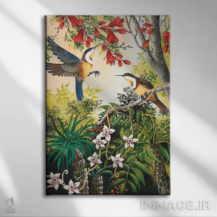 تابلو دکوراتیو عسل خواران اثر یوهانا هیلدبرانت - نمای روبهرو روی دیوار