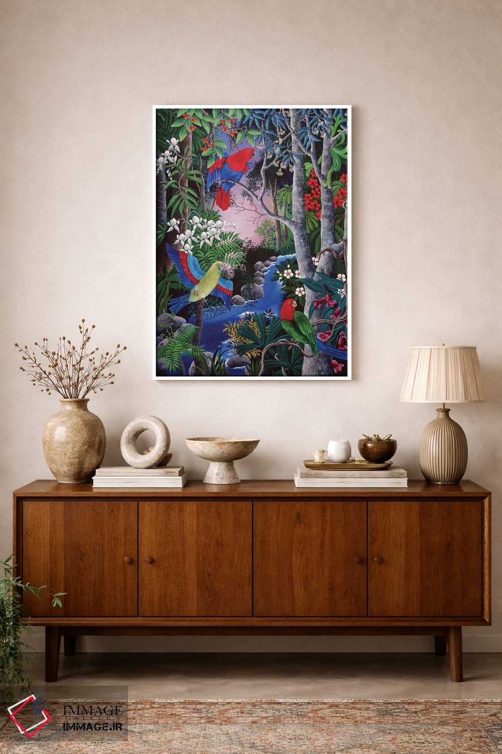 تابلو دکوراتیو طوطی های گرمسیری اثر یوهانا هیلدبرانت - D1W