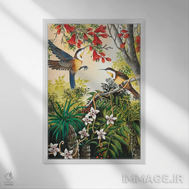 تابلو دکوراتیو عسل خواران اثر یوهانا هیلدبرانت - نمای قابدار سفید