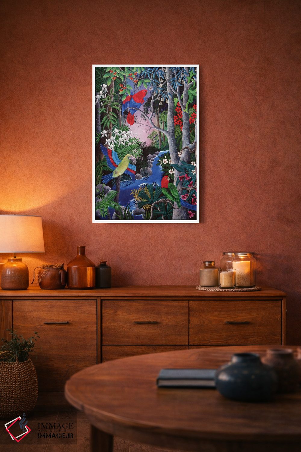 تابلو دکوراتیو طوطی های گرمسیری اثر یوهانا هیلدبرانت - D3W