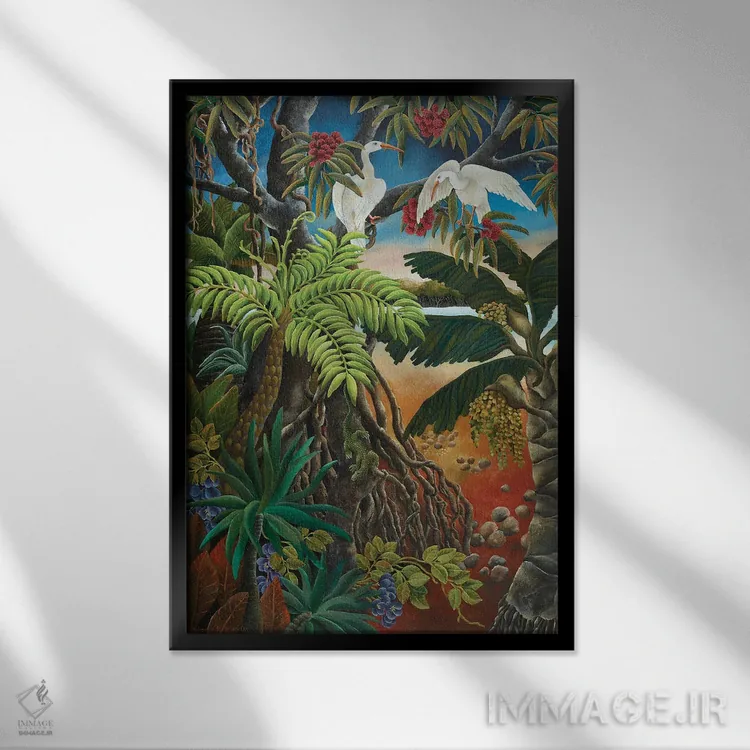 تابلو دکوراتیو سرزمین مانگروها اثر یوهانا هیلدبرانت - نمای قابدار مشکی