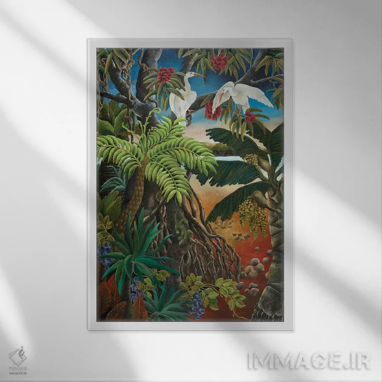 تابلو دکوراتیو سرزمین مانگروها اثر یوهانا هیلدبرانت - نمای قابدار سفید