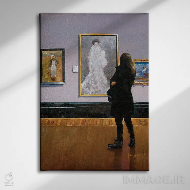 تابلو دکوراتیو نقره ای و سیاه اثر جان هاسکینز - نمای روبهرو روی دیوار