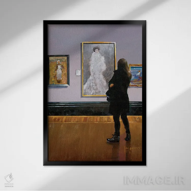 تابلو دکوراتیو نقره ای و سیاه اثر جان هاسکینز - نمای قابدار مشکی